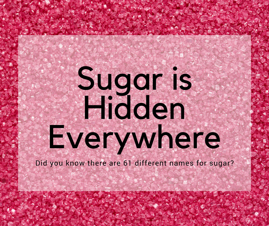 Pink graphic that said that Sugar is hidden everywhere